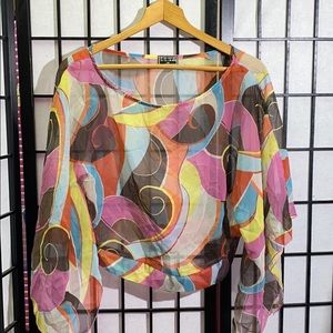 Fang Glam Boho Semi Sheer Top Size M